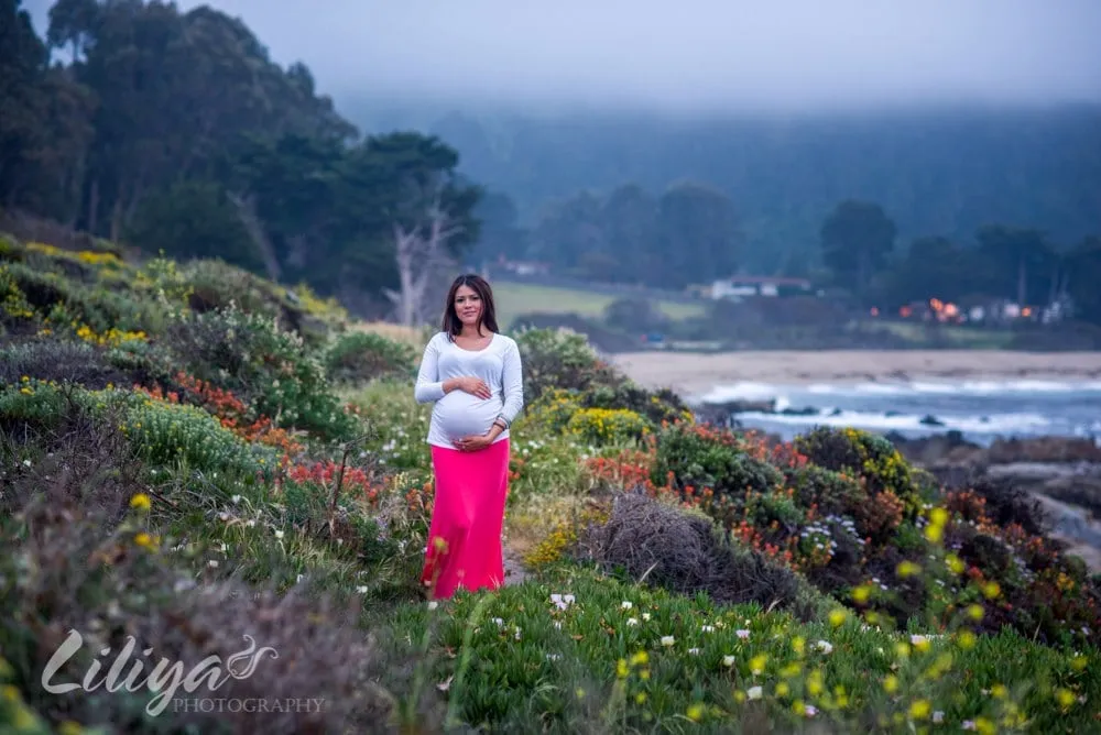 Expectant mother on the coastal path